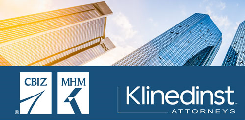 Logos for CBIZ/MHM and Klinedinst